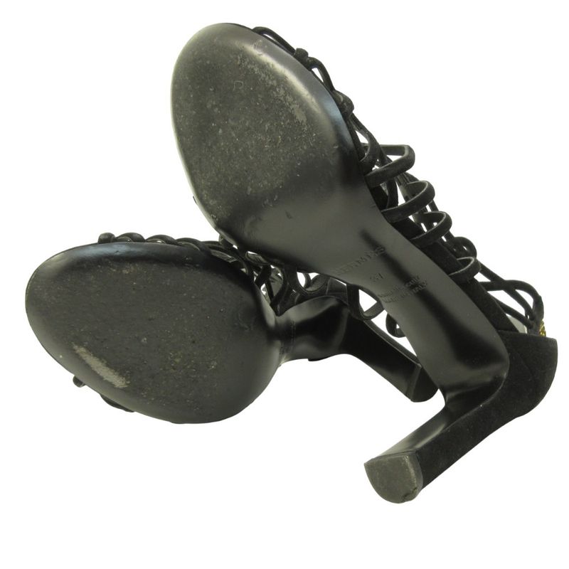Hermes Sandals Shoes High Heels Suede 37 Black
