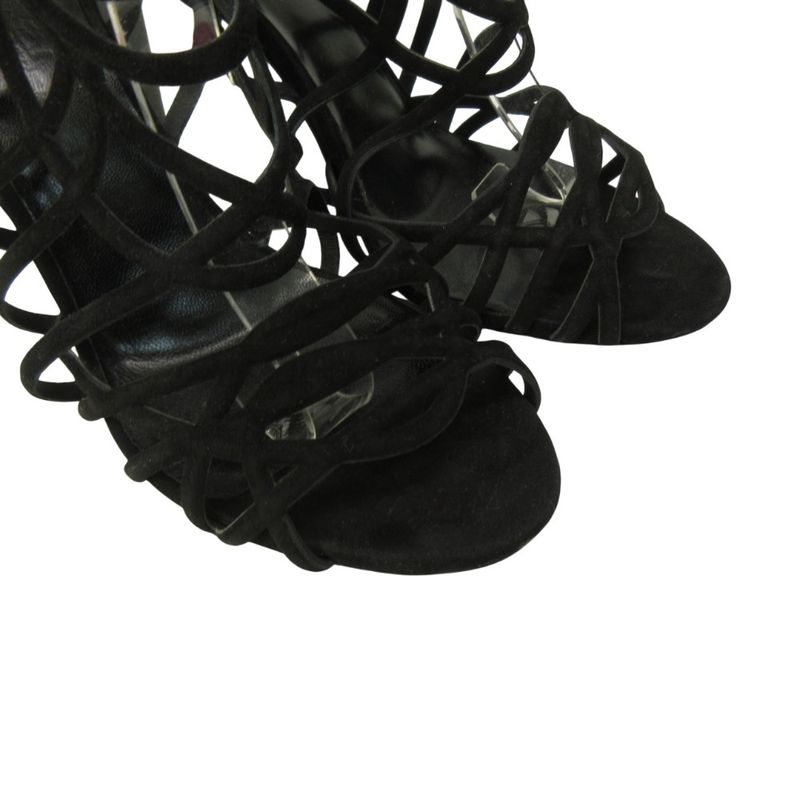 Hermes Sandals Shoes High Heels Suede 37 Black