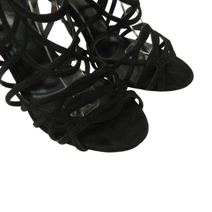 Hermes Sandals Shoes High Heels Suede 37 Black