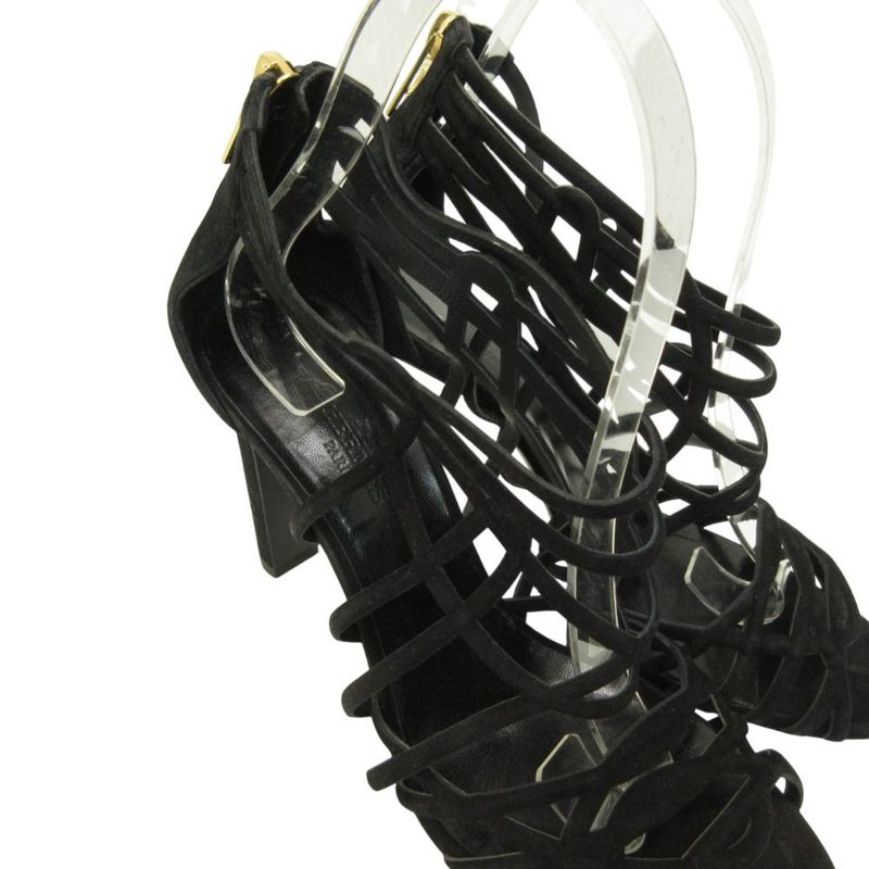 Hermes Sandals Shoes High Heels Suede 37 Black