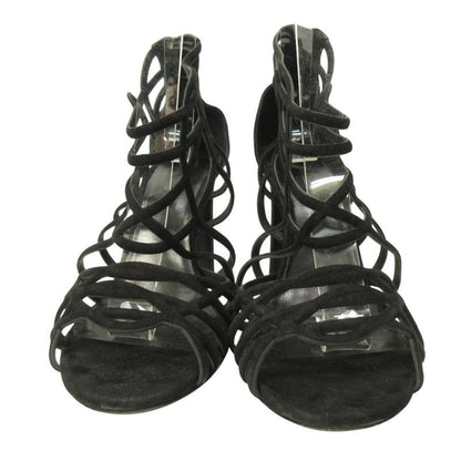 Hermes Sandals Shoes High Heels Suede 37 Black