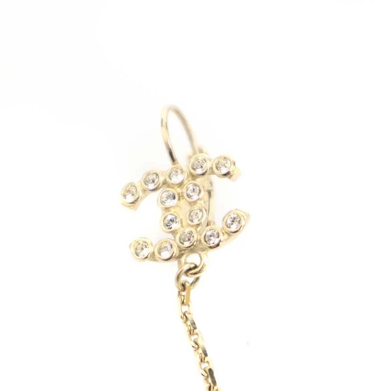Chanel 18C Rhinestone Flower Earrings Set Gold