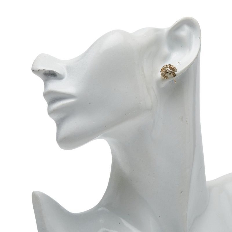 Chanel CC Logo Earrings One Side Only Gold Plated Rhinestone