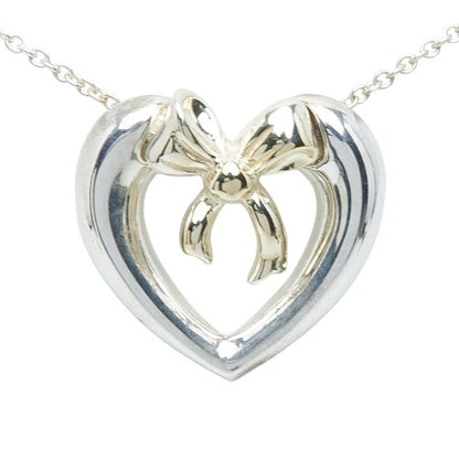 Tiffany & Co Heart Ribbon Combination Silver 18K Yellow Gold Necklace