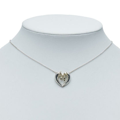 Tiffany & Co Heart Ribbon Combination Silver 18K Yellow Gold Necklace
