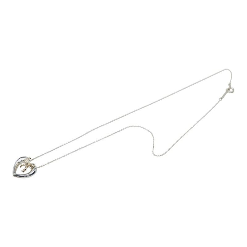 Tiffany & Co Heart Ribbon Combination Silver 18K Yellow Gold Necklace