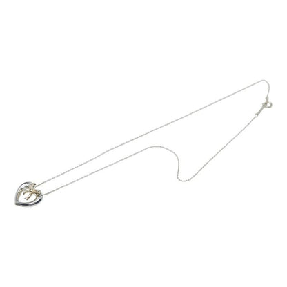 Tiffany & Co Heart Ribbon Combination Silver 18K Yellow Gold Necklace