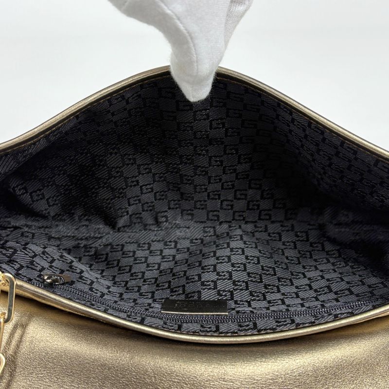 Gucci Logo Shoulder Bag One Leather Gold