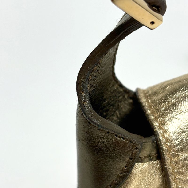 Gucci Logo Shoulder Bag One Leather Gold