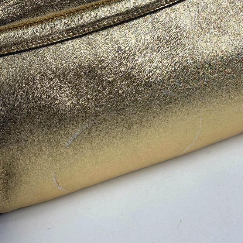 Gucci Logo Shoulder Bag One Leather Gold