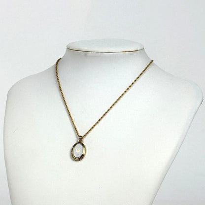 Dior Christian Logo Necklace Gold Plated