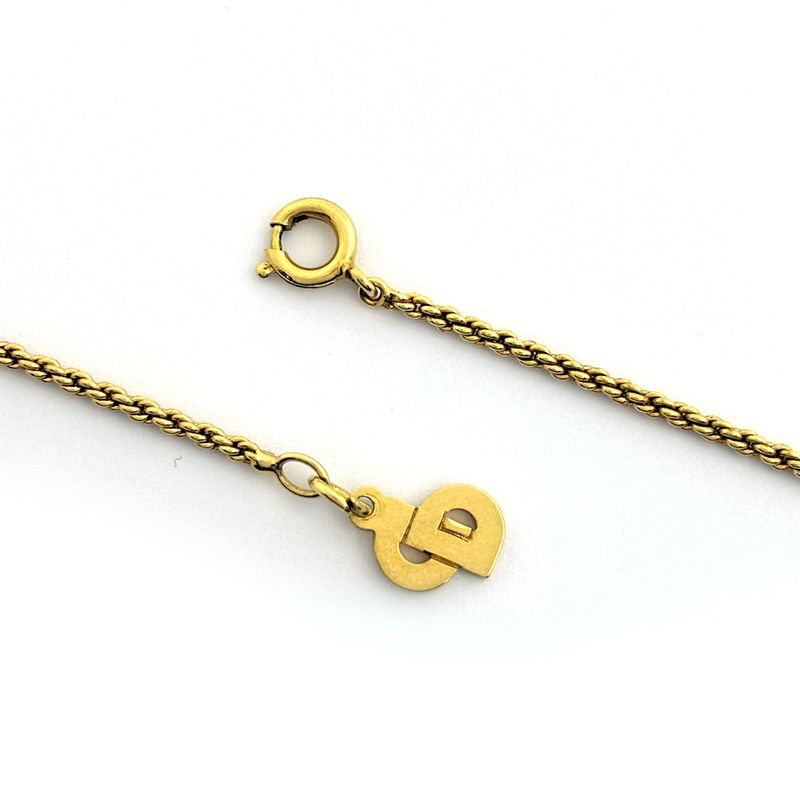 Dior Christian Logo Necklace Gold Plated