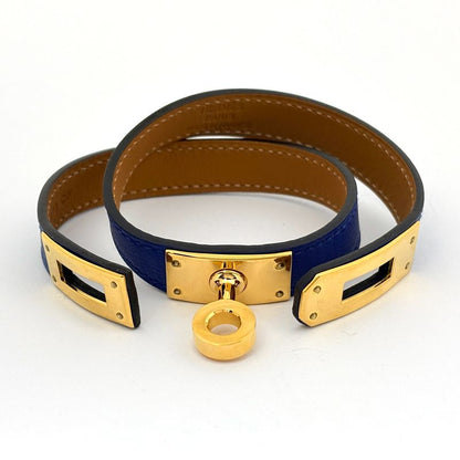 Hermes Kelly Double Tour Bracelet 2 Bracelet Veau Swift Blue Electric