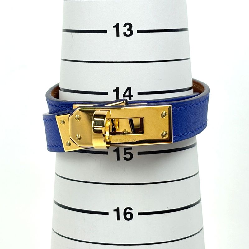 Hermes Kelly Double Tour Bracelet 2 Bracelet Veau Swift Blue Electric