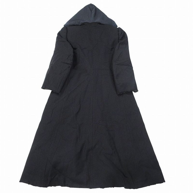 Balenciaga Double Breasted Hooded Coat Long Black M