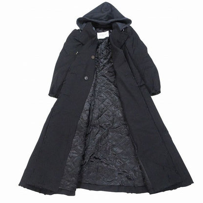 Balenciaga Double Breasted Hooded Coat Long Black M