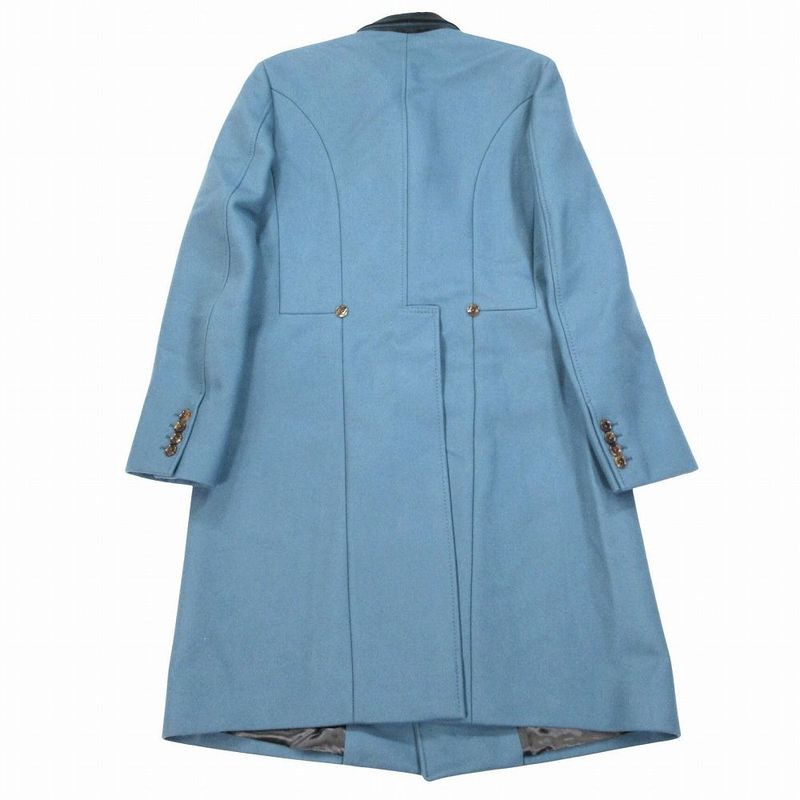 Gucci Wool Double Breasted Long Coat Outer Blue XL
