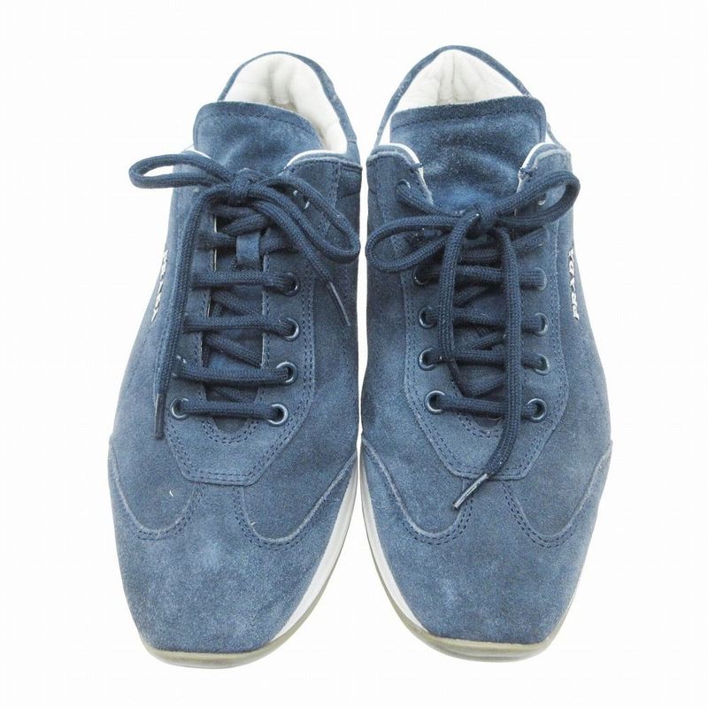 Prada Suede Logo Sneakers Shoes Navy 37