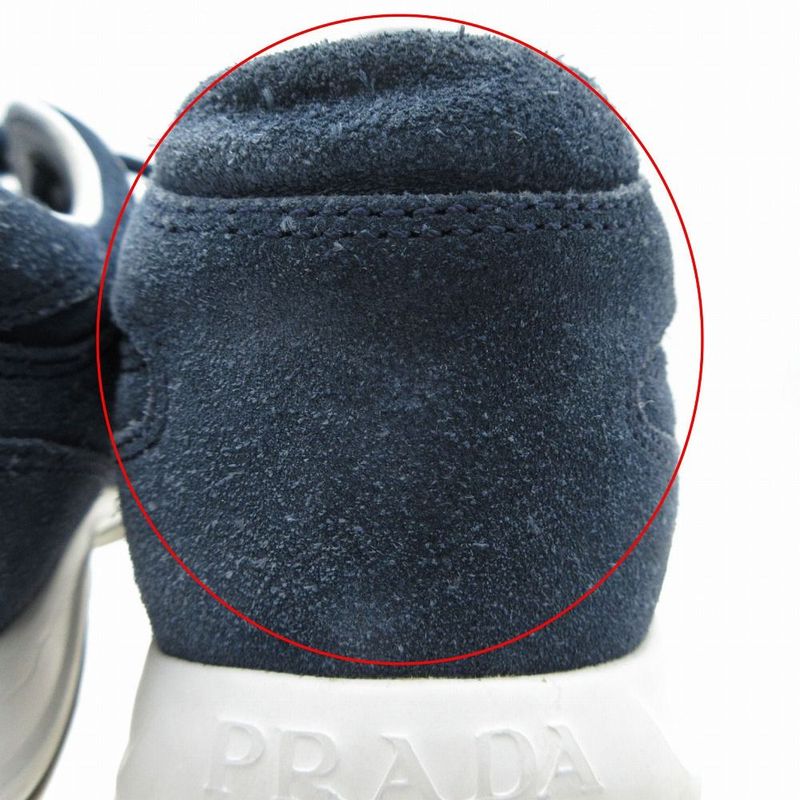 Prada Suede Logo Sneakers Shoes Navy 37