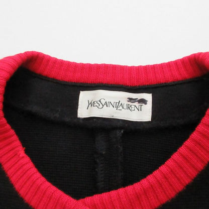 Saint Laurent Yves Bicolor Wool Knit Jacket Black Red M