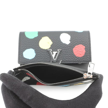 Louis Vuitton Trifold Wallet Taurillon Leather Painted Dots LV Yk Noir Black Multicolor