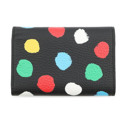 Louis Vuitton Trifold Wallet Taurillon Leather Painted Dots LV Yk Noir Black Multicolor