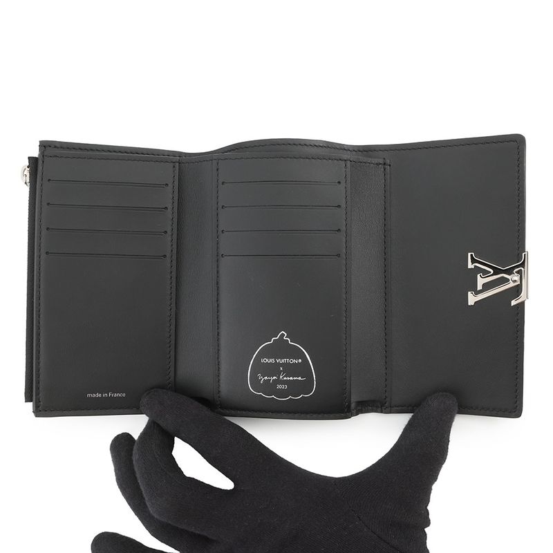Louis Vuitton Trifold Wallet Taurillon Leather Painted Dots LV Yk Noir Black Multicolor