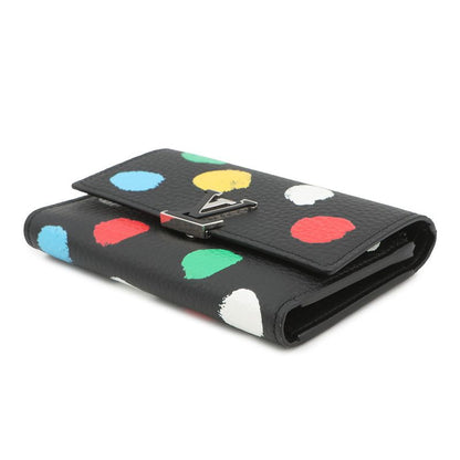 Louis Vuitton Trifold Wallet Taurillon Leather Painted Dots LV Yk Noir Black Multicolor