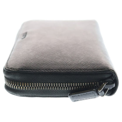 Prada Saffiano Zip Around Leather Long Wallet Black