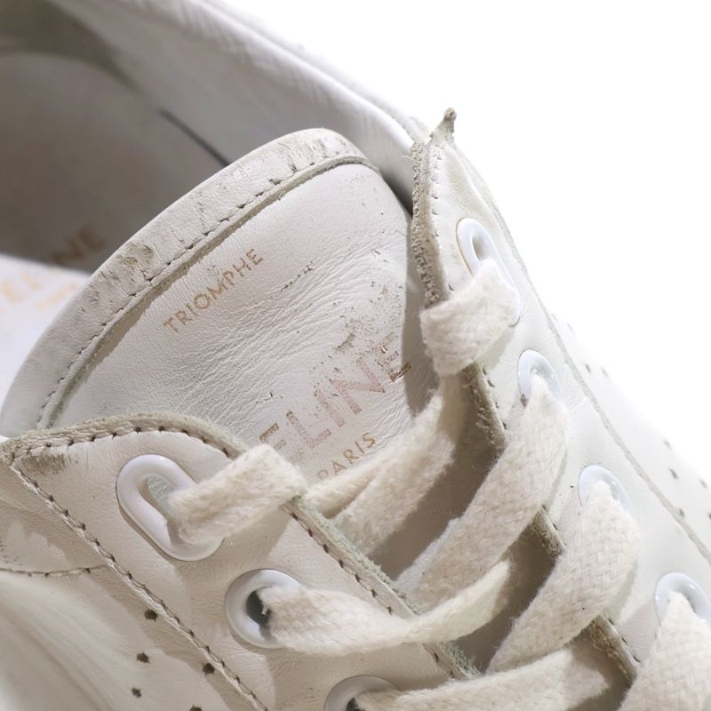 Celine Triomphe Leather Low Cut Sneakers White