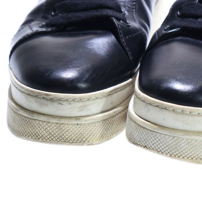 Prada Logo Print Leather Lace Up Sneakers Black