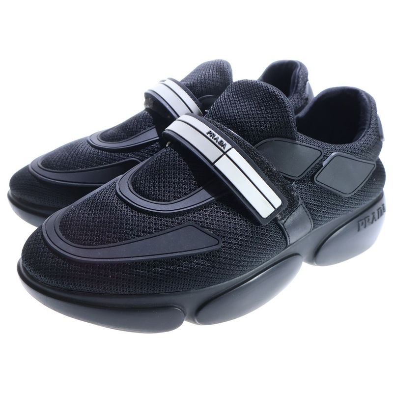 Prada Cloud Bust Velcro Mesh Rubber Sneakers Black