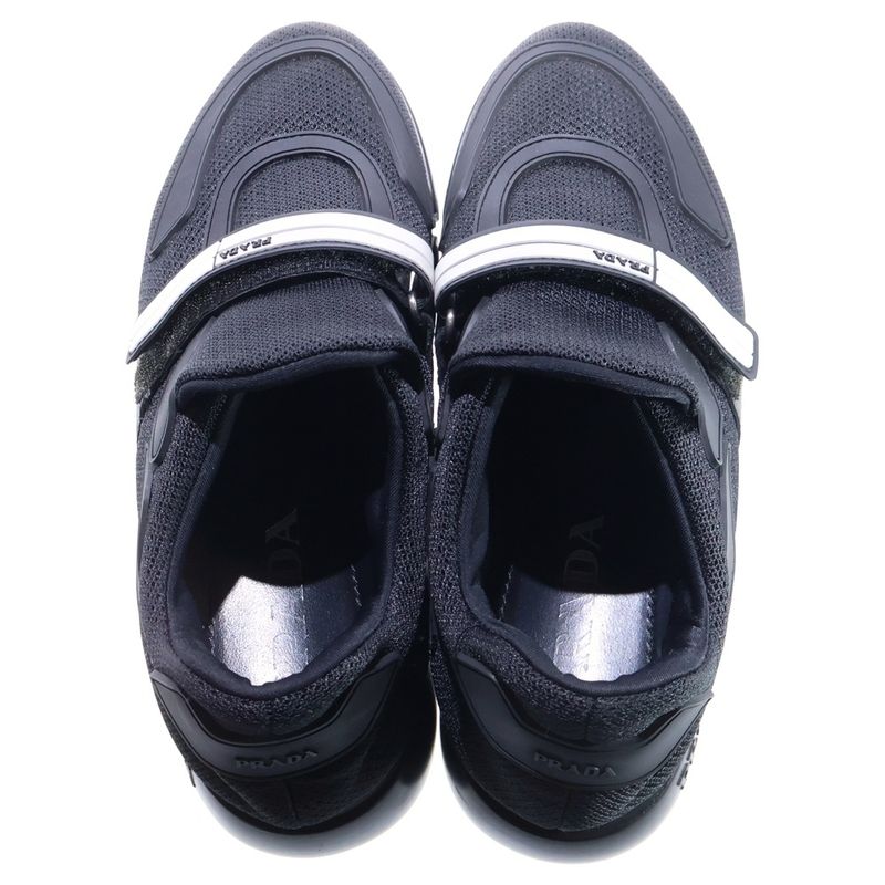 Prada Cloud Bust Velcro Mesh Rubber Sneakers Black