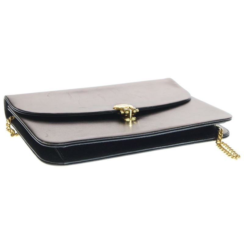 Dior Christian Chain Shoulder Bag Black Leather Vintage