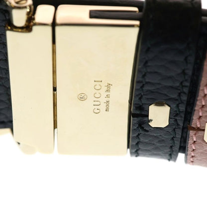 Gucci Interlocking Logo Buckle Reversible Leather Belt Gold Pink