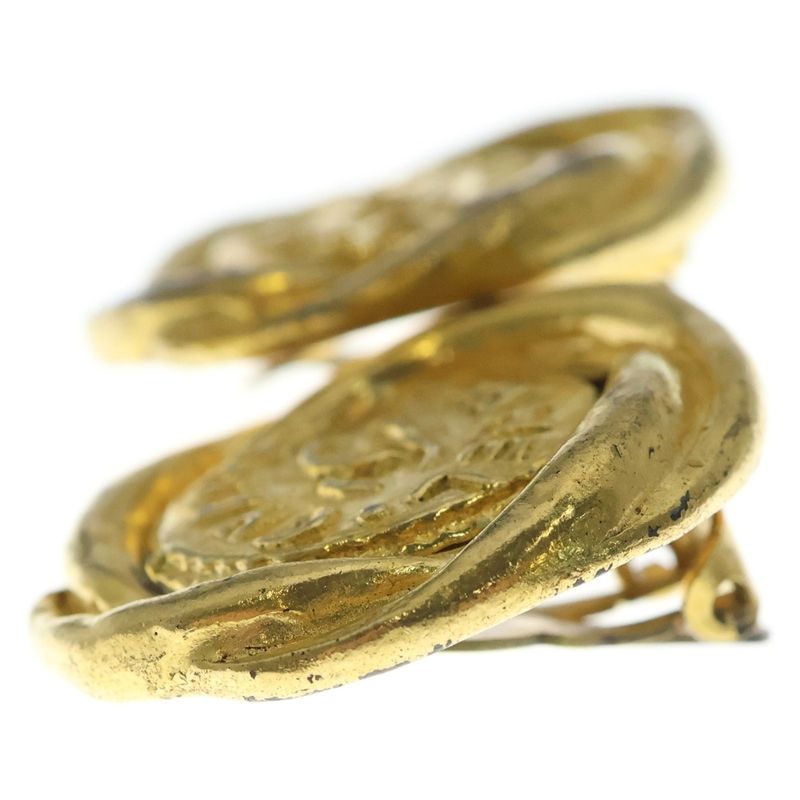 Chanel CC Logo Round Earrings Gold