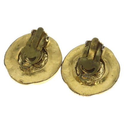 Chanel CC Logo Round Earrings Gold