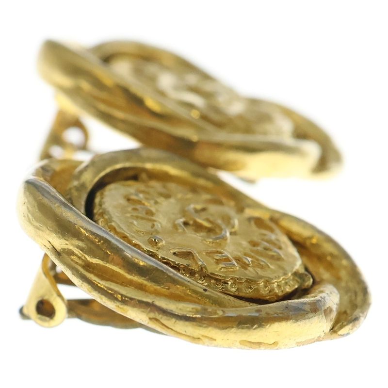 Chanel CC Logo Round Earrings Gold
