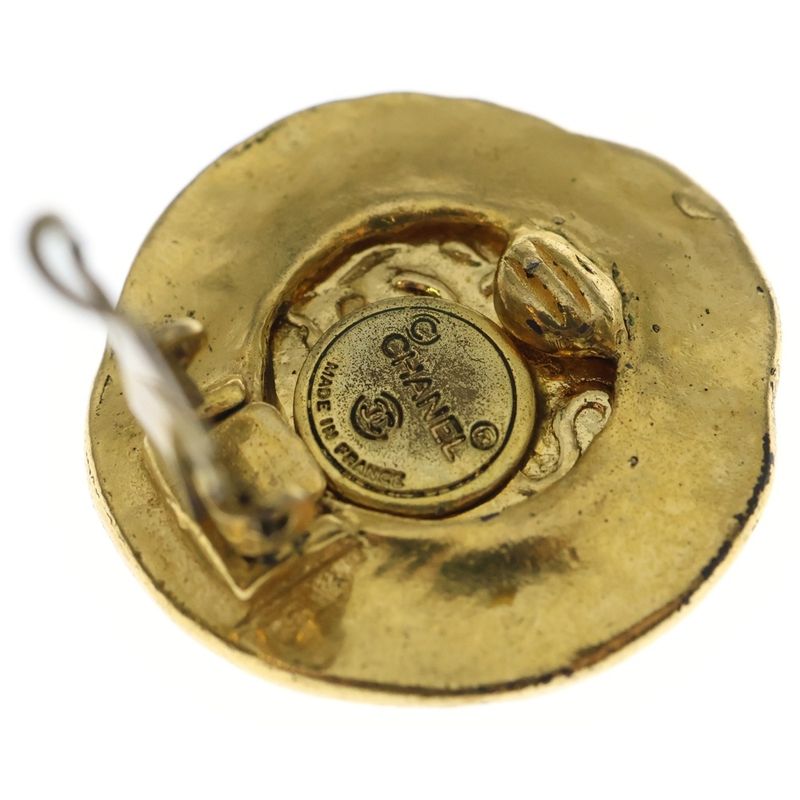Chanel CC Logo Round Earrings Gold