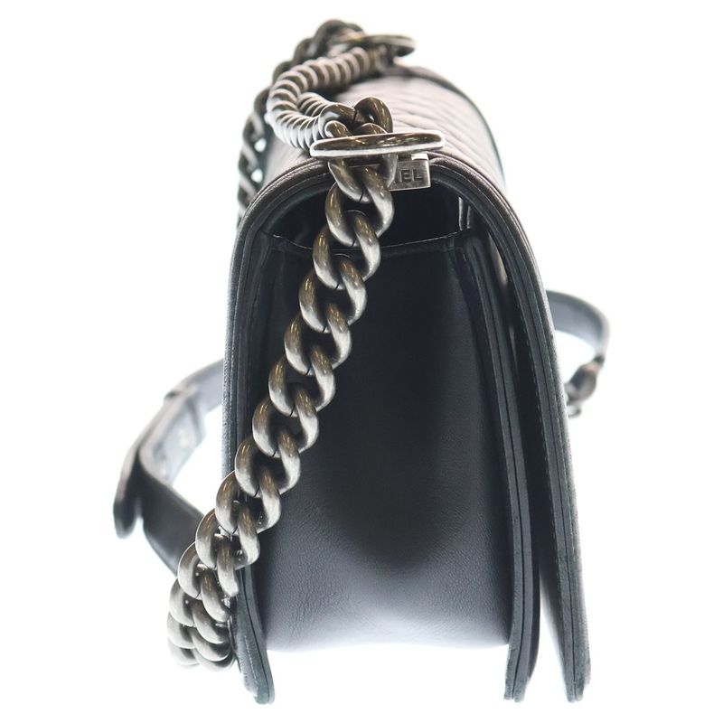Chanel Beautiful CC Logo Lambskin Leather Chain Shoulder Bag Silver