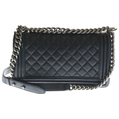 Chanel Beautiful CC Logo Lambskin Leather Chain Shoulder Bag Silver