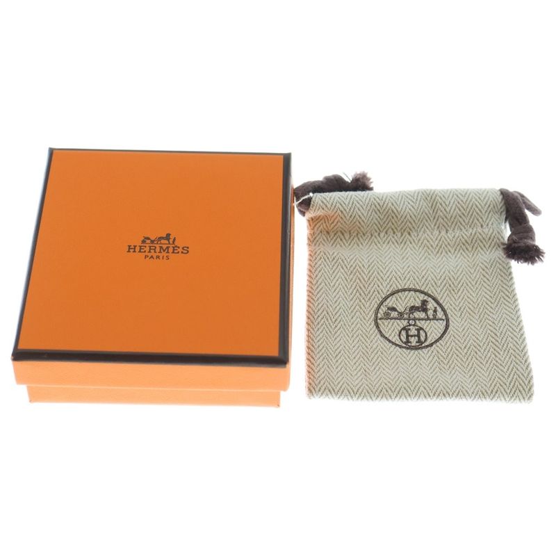 Hermes Fete Voges Earrings Playing Card Motif Buffalo Horn Metal Black