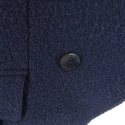 Hermes Carriage Tag Wool Double Breasted Suit Jacket Skirt Setup Navy