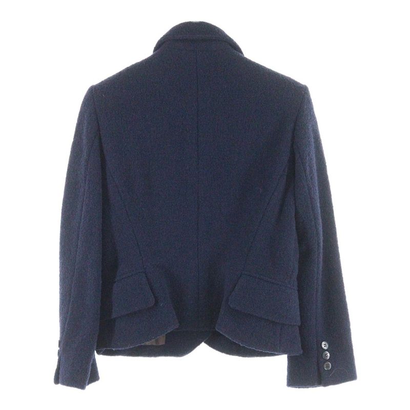 Hermes Carriage Tag Wool Double Breasted Suit Jacket Skirt Setup Navy