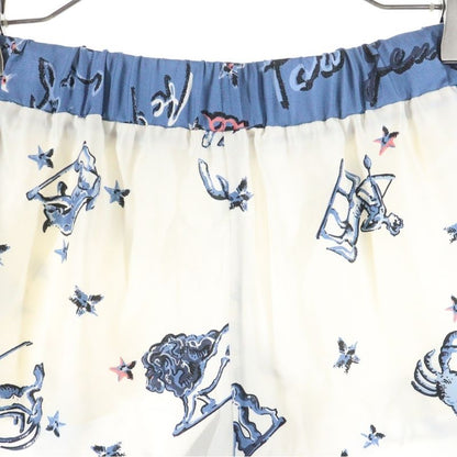 Fendi Astrolog Silk Shorts Allover Print Silk Shorts Half Pants White Blue