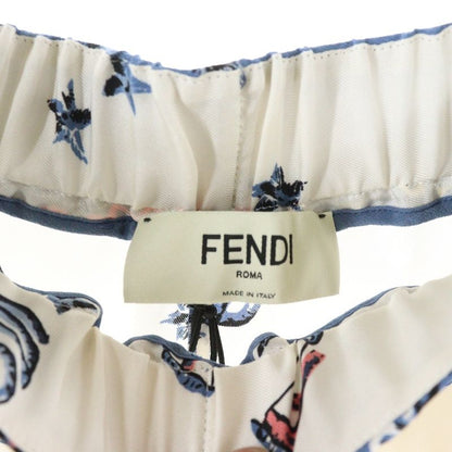 Fendi Astrolog Silk Shorts Allover Print Silk Shorts Half Pants White Blue