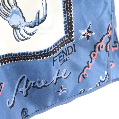 Fendi Astrolog Silk Shorts Allover Print Silk Shorts Half Pants White Blue