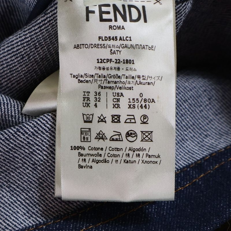 Fendi Blue Denim Mini Dress Long Sleeve