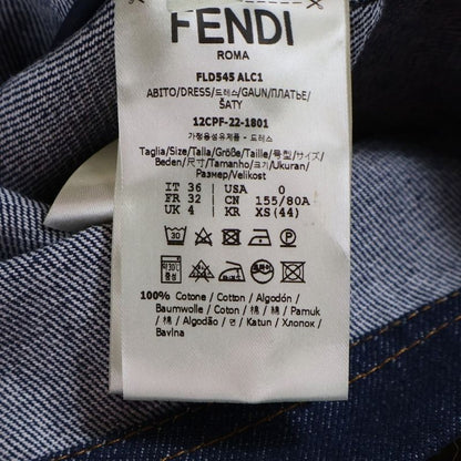 Fendi Blue Denim Mini Dress Long Sleeve