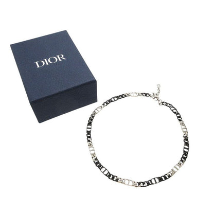 Dior CD Icon Chain Link Bicolor Necklace Brass Black Silver